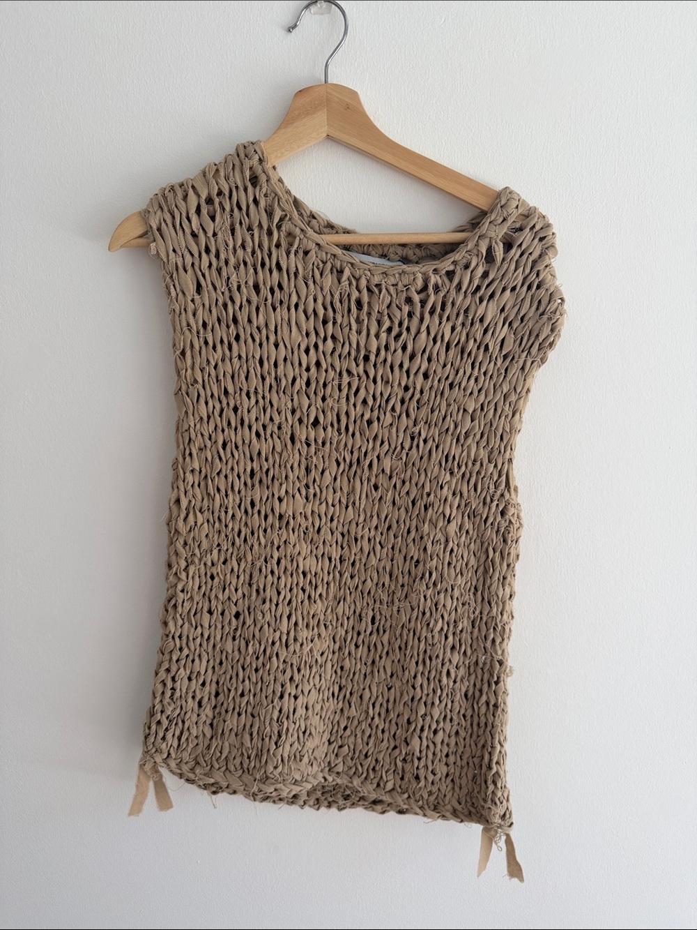 Zara Beige Crochet Knit Sleeveless Tunic